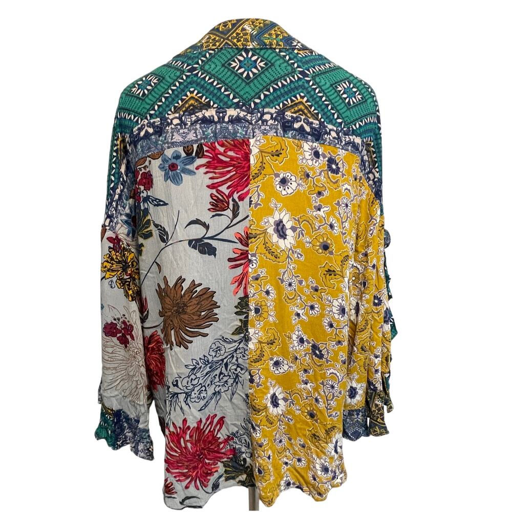 Umgee Patchwork Top Small Multicolor Boho - image 4